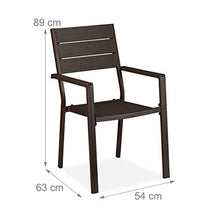Relaxdays Set di 2 Sedie da Giardino, Effetto Legno, Resistenti alle Intemperie, in Plastica e Metallo, Stabili, Marrone, acciaio, Set 2x