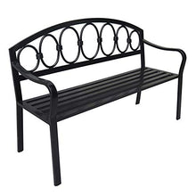 Panchina da giardino in metallo panchina per parco giochi, Sedia per il tempo libero da esterno in ghisa da 140 cm con schienale e braccioli, Mobili da giardino a 3 posti resistenti alle intemperie
