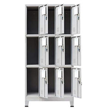 Armadio Armadio in metallo, armadio con 9 scomparti per guardaroba, grigio 90 x 45 x 180 cm