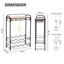 Kingrack 8 portabottiglie in metallo con portabicchieri e supporto per vino e tavolo, 4 ripiani per vino, supporto per vino, supporto per cucina, cantina, bar, piano di lavoro