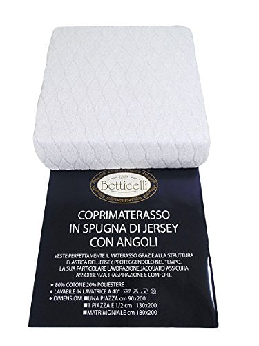 Botticelli Coprimaterasso 2 piazze Spugna di Cotone Jersey 180 x 200