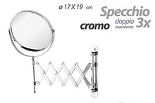 Vetrineinrete® Specchio cosmetico rotondo da parete con braccio estensibile con Zoom 3x di precisione F76