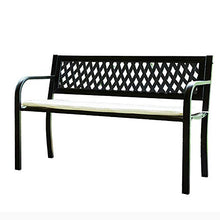 Panchina da giardino poltrona lounge, panchina da giardino in metallo a 3 posti sedile in ferro battuto con schienale e bracciolo, sedia per mobili da giardino terrazza esterna (con cuscino)