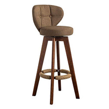 GYPPG Sgabelli Bar Alti, Sedia Moderna Imbottita in Tessuto Effetto Consumato con Schienale Basso e Gambe in Legno per Sala Pranzo, Cucina, bancone Bar - Sedile Marrone