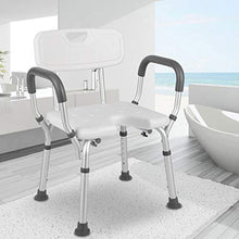 LXLAMP Sgabello Appollaiato con Braccioli Neri E Braccioli A Forma di U/Doccia/Sgabello/può Sostenere Fino A 150 kg/Bianco Sgabello per Bagno Sgabello Contenitore Bagno