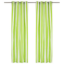vidaXL 2X Tende con Anelli Classici Eleganti Traslucide Moderne Tendaggi Rivestimento Finestre Privacy in Metallo e Cotone 140x245cm Verde a Strisce