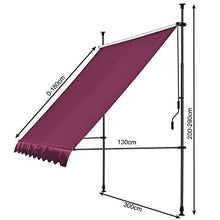 QUICK STAR Tenda da sole con morsetto, 300 x 130 cm, bordeaux, per balcone, protezione solare e terrazza, regolabile in altezza da 200-290 cm, per balcone, senza viti