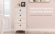 ASSR - Cassettiera con 3 cassetti, colore: bianco, con 3 cassetti, comodino con gambe in legno massello, 45 x 45 x 94 cm