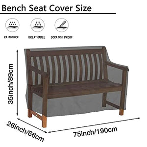 HSGAV Copertura per Panca da Giardino 4 Posti, Coperture per Panche Impermeabile Resistente allo Strappo Anti-UV, 210D Oxford Coperture Protettiva per Panchina Esterno, 190x66x89cm, Nero