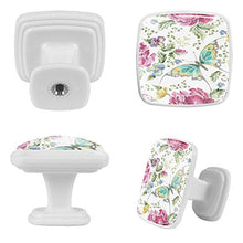 Farfalla peonia ricamo 4 PCS Pomelli per Porta, Pomolo per Mobile, Pomelli per Mobili con Viti, Maniglia per Armadietto, Pomelli per Porta, Pomelli per Cassetti per Porta, Armadio, Cassetto e Credenza