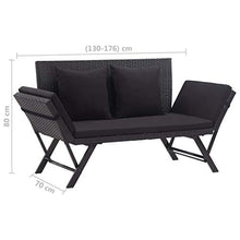 Festnight Panchina da Giardino in Polyrattan con Cuscini Patio Parco Balcone per Esterno Panca da Esterni 176 cm Nera