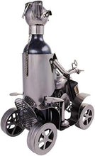Brubaker - Portabottiglie da Vino, Modello Quad con Pilota, Oggetto Decorativo in Metallo Argentato, Supporto per Bottiglie con Biglietto d'auguri per Regalo