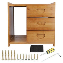 Zerone Comodino in bambù con 3 cassetti, per soggiorno, camera da letto, 42 x 31 x 40 cm (marrone)