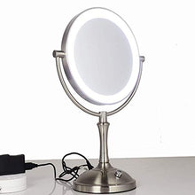 Specchio per Il Trucco Ha Condotto La Luce 3 Volte Ingrandimento Wireless Rotondo su Due Lati con Luce E Lente d'Ingrandimento Specchio per Il Trucco Illuminato per Comò da Bagno