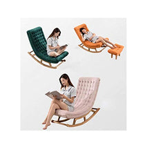 XinQing-Sedia a dondolo Sedia a dondolo in legno massello in pelle scamosciata Balcone Lazy Divano Sedia per il tempo libero Sedia per il tempo libero Sedia comoda stile nordico, verde scuro, con peda