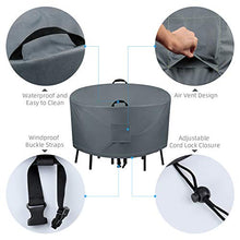 TAOCOCO Copertura rotonda per mobili da giardino 600D, impermeabile, telo di copertura per mobili da giardino e mobili da giardino, resistente alla polvere (183DIAx70 H cm, grigio)