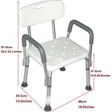 Sgabello da bagno domestico per anziani,Sedile da bagno regolabile in altezza con braccioli,Sedia da doccia antiscivolo con schienale,Può sopportare 130 kg ( Color : Bianca , Size : 48*39.5*67-82cm )