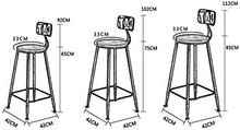 Sgabello Sedia Poggiapiedi Sgabello Alto Retro Style Industrial Bar Stool Schienale Alto Bar sgabelli Sedie Alto for la Famiglia e Le Imprese Dining Chair QAF1008 (Color : Black, Size : 65CM)