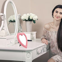 VICASKY Specchio a forma di cuore per camera da letto, trucco, specchio cosmetico su entrambi i lati, ingrandimento, specchio da parete per donne e ragazze