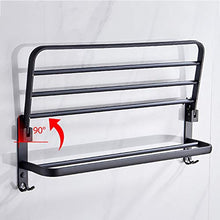 JRMM Porta Asciugamani Bagno da Parete con Mensola Portasciugamani Bagno da Muro Porta Salviette Doppio, Alluminio, Nero Opaco22.6 inch