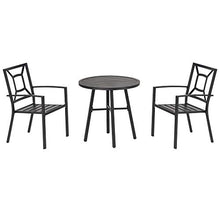 Outsunny Set Tavolo e 2 Sedie da Giardino in Acciaio Nero per Esterni, Terrazzo, Blacone, 3 Pezzi