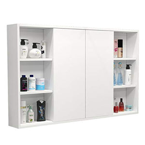 haozai Mobile A Specchio per Bagno Armadietto Arredo con Specchio A Parete con 2 Ante, Bianco, 80cmx14cmx70cm,armadietto Bagno da Parete,mobili Bagno,Specchio Bagno con Mobiletto 23