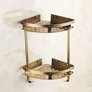UWY Mensola angolare per Bagno Doppio Antico Supporto per Organizer Combinato in Ottone Supporto per Piatti con Foro Rotondo Cestino per Disegno Dorato Supporto per Doccia a Parete con Ganci