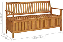 ZRB Baule da Giardino, Bench da Giardino Panche in Legno Solido Patio in Legno di Acacia con braccioli Panchina del Parco per all'aperto,Multibox