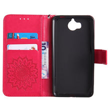 Huawei Y5 2017 custodia,Huawei Y5 2017 cover,goffratura mandala fiori girasole modello PU fold portafoglio in pelle Prem mium Flip Cover in ecopelle carta di credito titolari di ID per Huawei Y5 2017