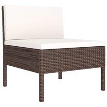 SKM Set Divani da Giardino 6 pz con Cuscini in Polyrattan Marrone (40kg)