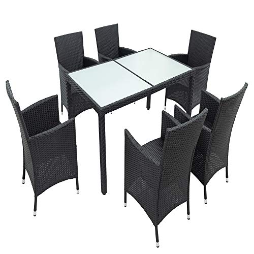 Set Mobili da Giardino Set Mobili da Esterno Set Da Giardino In Rattan Robusto Telaio In Acciaio Con Telaio Da Giardino Tavolino Da Caffè Con Tavolo 6 Sedie Per Arretrati Giardini Balconi Polside