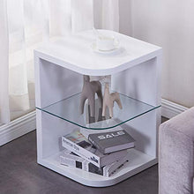 GOLDFAN Comodino 3 Strati Divano da Soggiorno in Legno Tavolino Mobile Contenitore a Giorno, Bianco