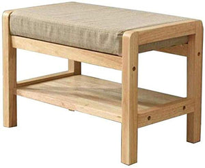 YANG Poggiapiedi Imbottito in Legno Change Scarpe Banco del Pattino tormenta Guardaroba Multifunzione Pouf ottomano Carico 250kg (Color : A, Size : 55x33x36cm)