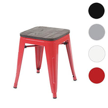 Poggiapiedi Sgabello da Bar HWC-A73 II impilabile Seduta in Legno Metallo Rosso