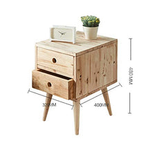 Comodino HAIZHEN Tavolino Moderno, 2 cassetti in Legno massello 100%, Colore Legno, 32 × 40 × 48 cm