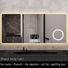 Weiye Specchio del Bagno Senza Cornice LED, Bluetooth Integrato, Il Tempo, La Temperatura E La Data, La Funzione di Zoom, Specchio Anti-Nebbia, Touch Screen Intelligente, 60 * 80Cm