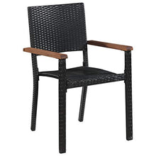 Festnight Set da Pranzo da Giardino, Tavolo Sedie da Giardino, Set Mobili da Giardino in Polyrattan e Acacia Nero 5 pz