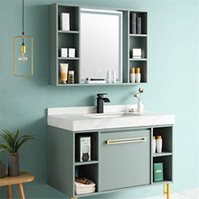 NgMik Cabinet Specchio Lavabo Mobile Bagno Moderno per Il Bagno in Legno con armadietto a Specchio lavello di Ceramica a Muro di Lusso Leggero Facile da Pulire (Color : Green, Size : 50x100x85cm)