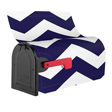 Moderno motivo a zigzag in blu cobalto e bianco appositamente progettato per cassetta delle poste, copertura per cassetta delle poste, per giardino, giardino, cortile, dimensioni standard, 53 x 45 cm