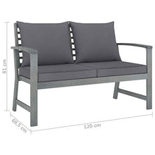 Tidyard 3 pz Set Divani da Giardino in Legno Massello di Acacia con Cuscini Grigio/Crema,Salotto da Giardino,Set Mobili da Giardino,Tavolo Rettangoalre+2 Panche con 2 Posti