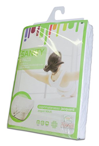 Baldiflex Emporio Coprimaterasso Singolo Sanity Tessuto Jacquard con Angoli, Antiacaro, Lavabile in Lavatrice 90x200x27 cm