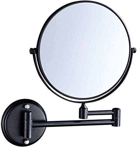 GJX Specchio Trucco Specchio di Trucco, vanità specchi, Bagno Installazione Adesivo 8 Pollici Specchio Nero Doppio Laterali 3 Volte ingrandita Parete Appeso Pieghevole Specchio da Toilette