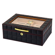 ZWSM Sigaro Humidor Fatto a Mano Sigaro di Legno Box Desktop Humidor Cedar Divider con Igrometro e Umidificatore può Ospitare 40-50,Nero