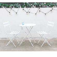 LHY Sedie da Tavolo Pieghevoli per Balcone, Patio, Balcone, Set bistrot 3 Pezzi, 2 sedie e 1 Tavolo, Acciaio Premium, Facile da Piegare, Cortile, Giardino (Bianco)