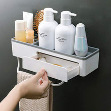 Scaffale A Parete In Plastica Ventosa Scaffale Per Bagno Sciampo Contenitore Cosmetico Accessori Da Bagno Multifunzione 31.5x12cm Grigio