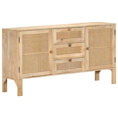 vidaXL Credenza 150x40x80 cm Legno Massello di Mango e Canna Naturale