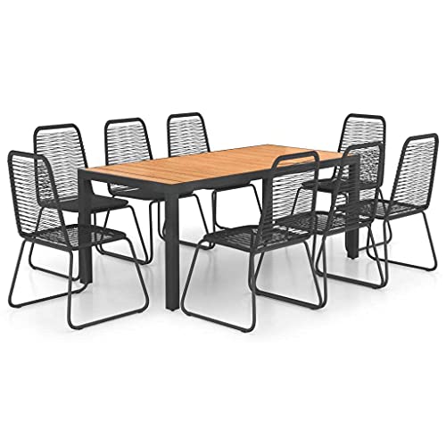 vidaXL Set da Pranzo da Giardino 9 pz in Rattan PVC Nero e Marrone