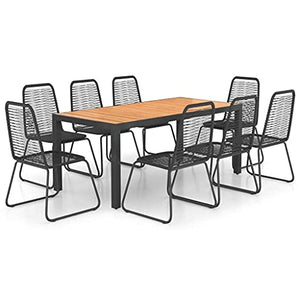 vidaXL Set da Pranzo da Giardino 9 pz in Rattan PVC Nero e Marrone