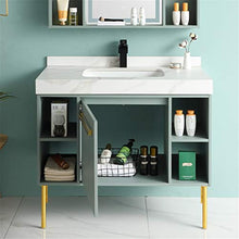 NgMik Cabinet Specchio Lavabo Mobile Bagno Moderno per Il Bagno in Legno con armadietto a Specchio lavello di Ceramica a Muro di Lusso Leggero Facile da Pulire (Color : Green, Size : 50x100x85cm)