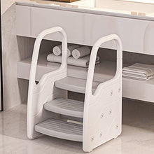 Creator-Z Sgabello da Pediera con braccioli Antiscivolo Progettato Appositamente per i Bambini con 2 Scalini Sedile per Addestramento per WC, Sgabello per Bambini in Bagno,Grigio,3 Step